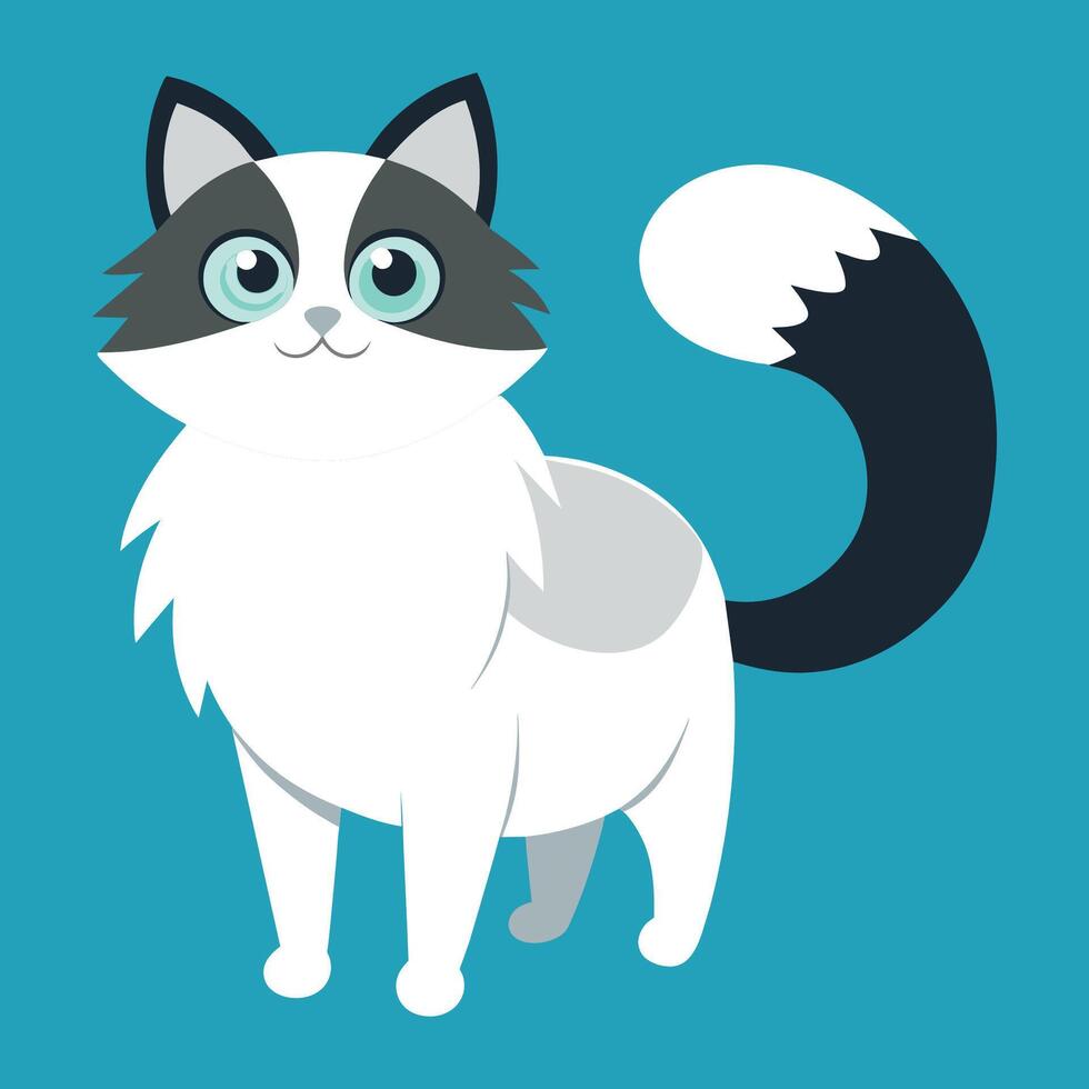 ragdoll cat cartoon animal illustration vector