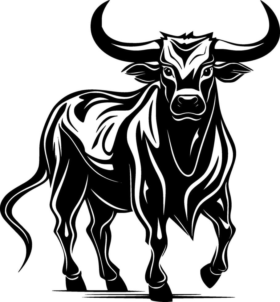 Bull, Black and White illustration vector