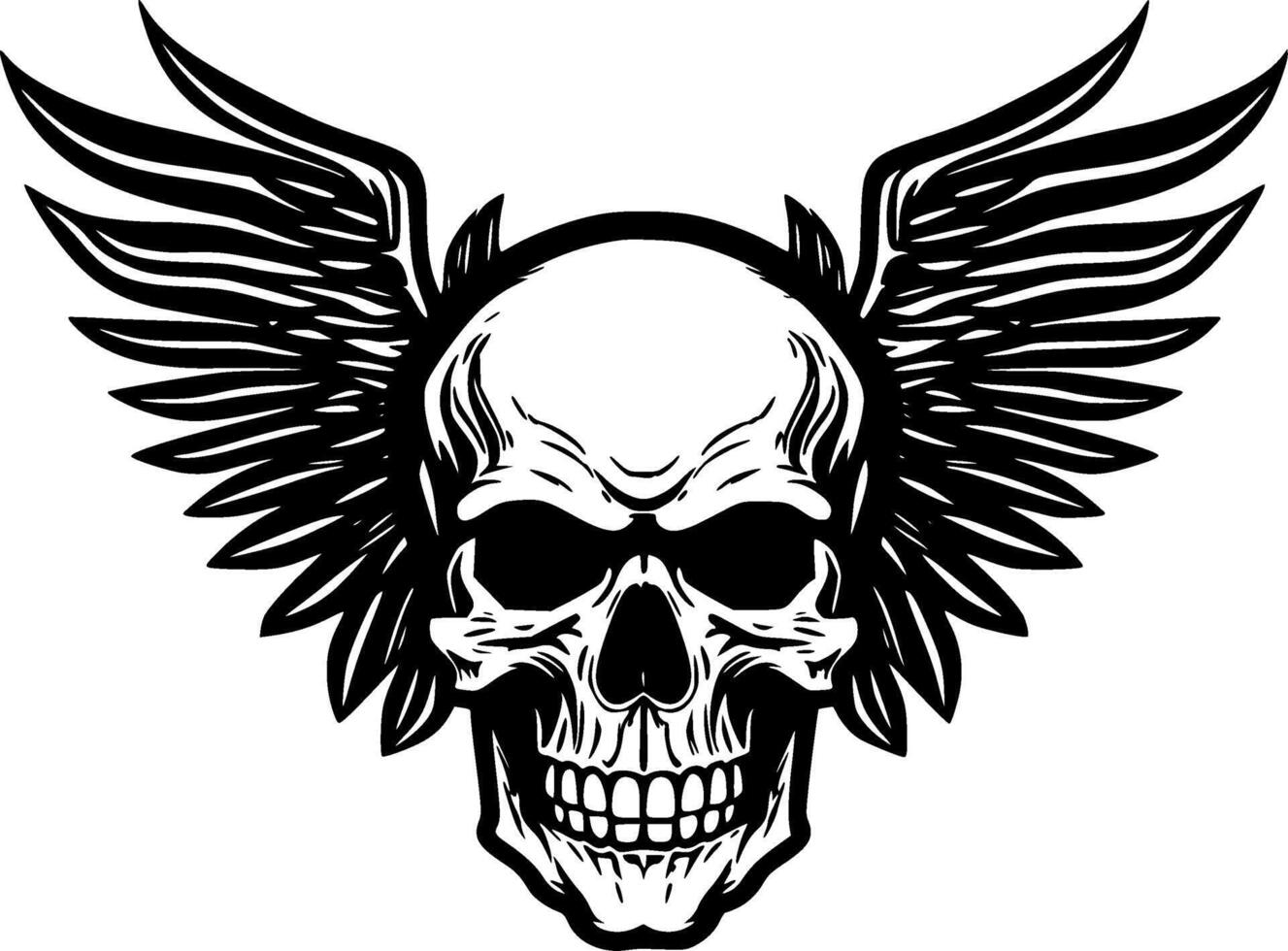 cráneo con alas - minimalista y plano logo - ilustración vector