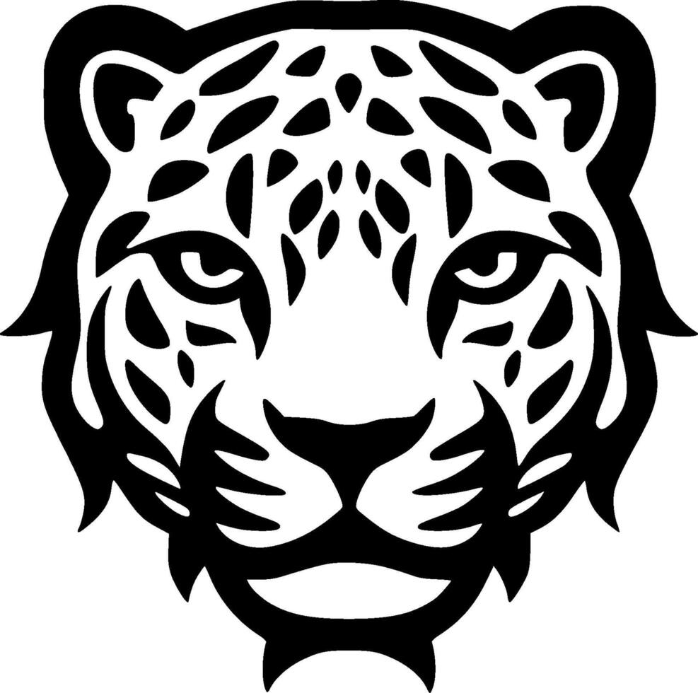 leopardo - negro y blanco aislado icono - ilustración vector