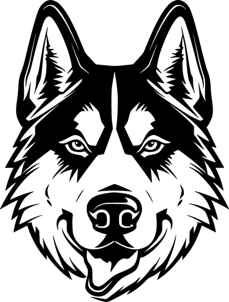 Siberian Husky, Black and White illustration vector