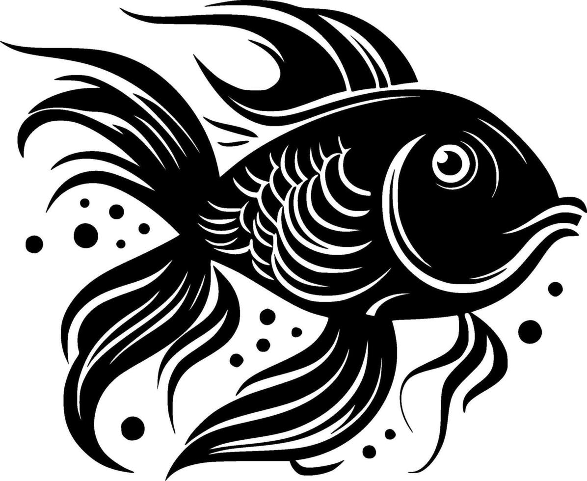 Goldfish, Black and White illustration vector