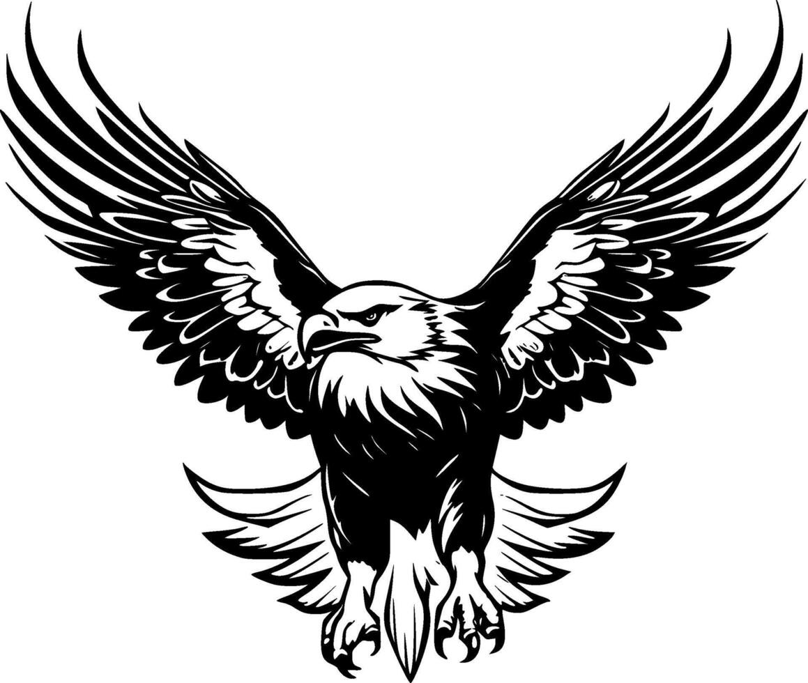 Eagle, Black and White illustration vector