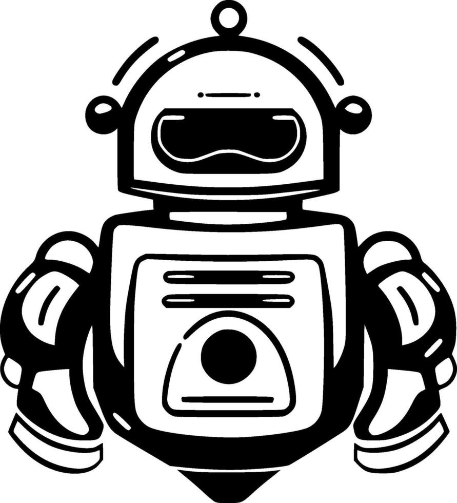 Robot, Black and White illustration vector