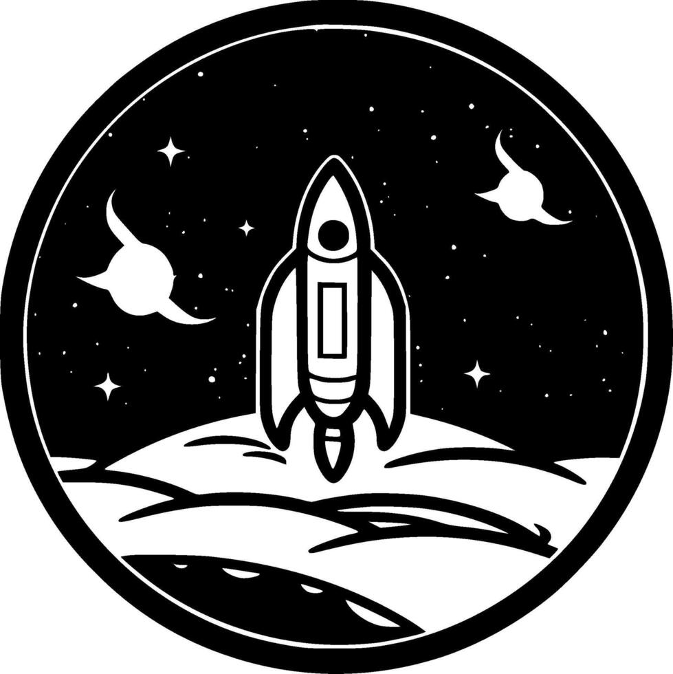 Galaxy - Black and White Isolated Icon - illustration vector