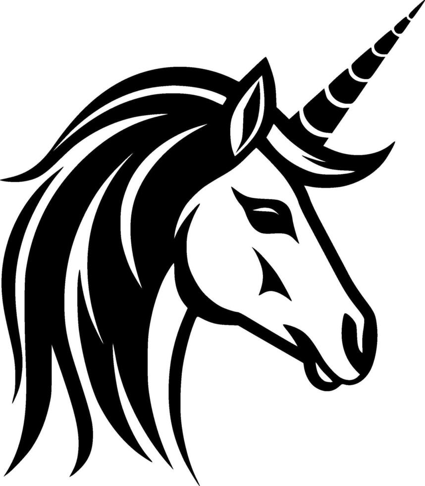 unicornio, negro y blanco ilustración vector