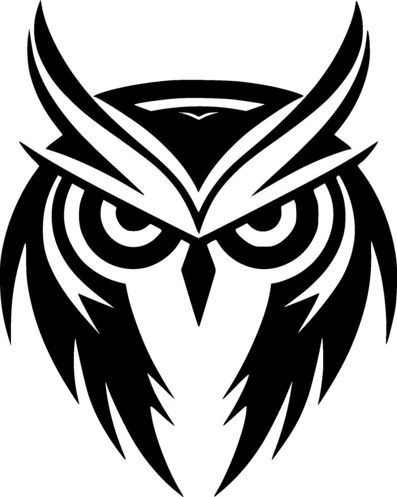 Owl - Black and White Isolated Icon - illustration vector