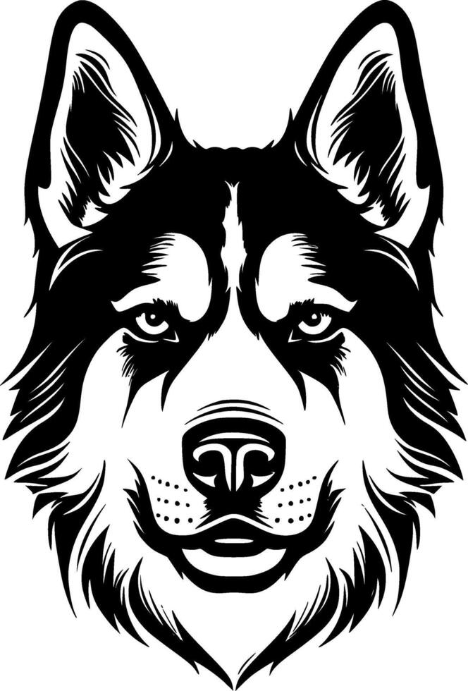 Siberian Husky, Black and White illustration vector