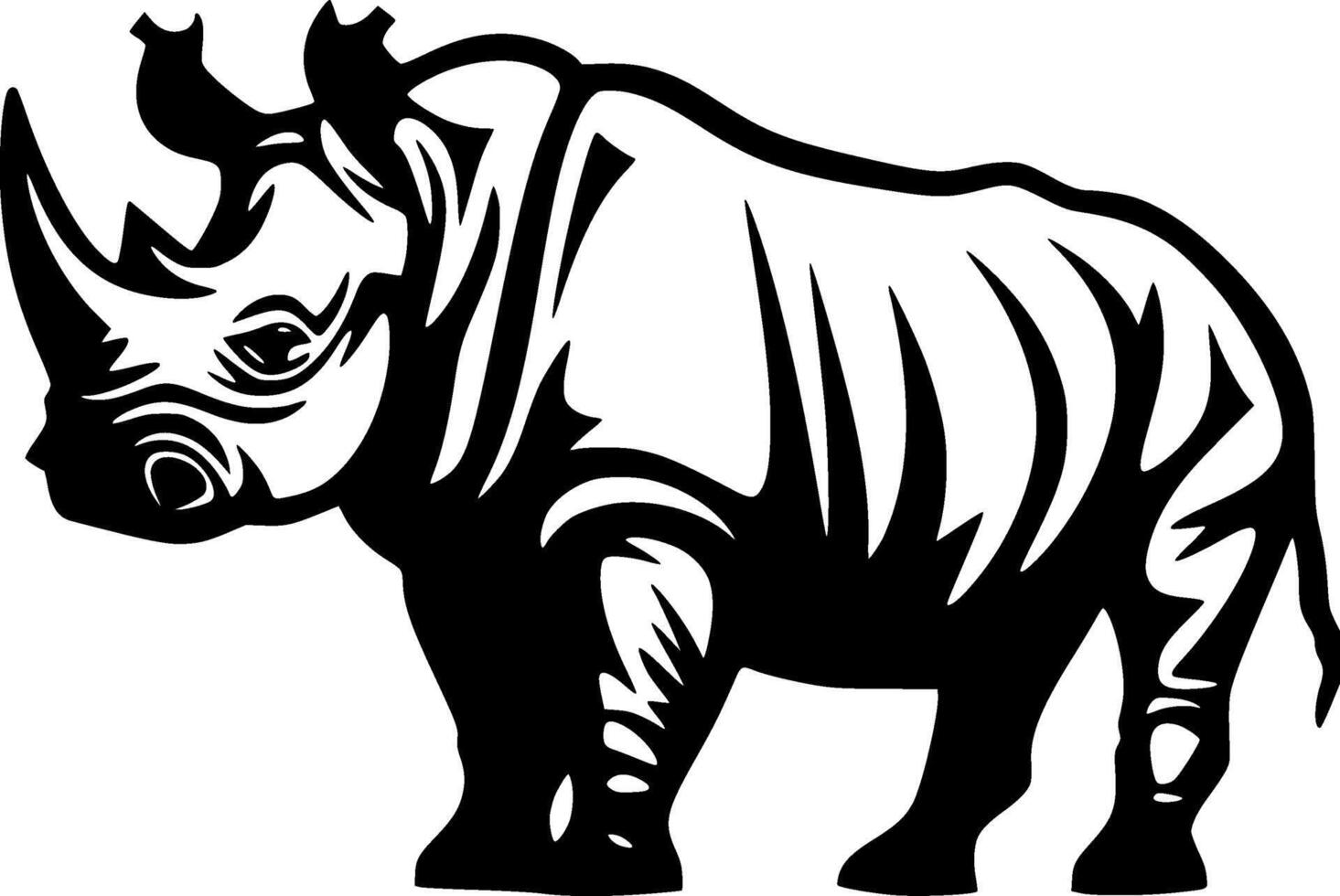 Rhinoceros, Minimalist and Simple Silhouette - illustration vector