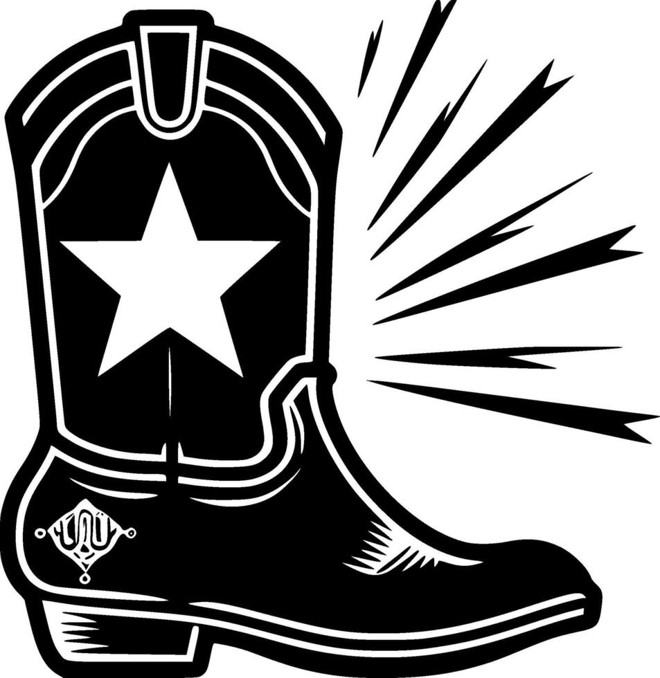 Cowboy Boot, Black and White illustration vector
