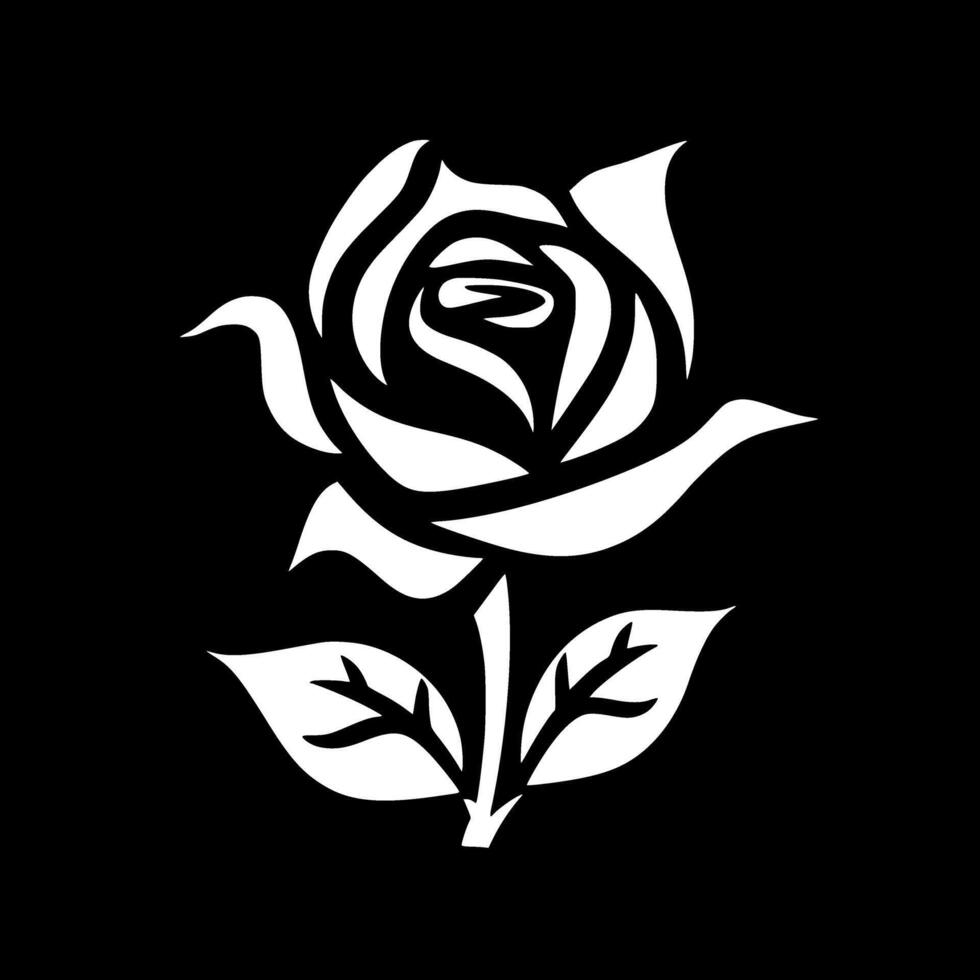 Rose - Black and White Isolated Icon - illustration vector