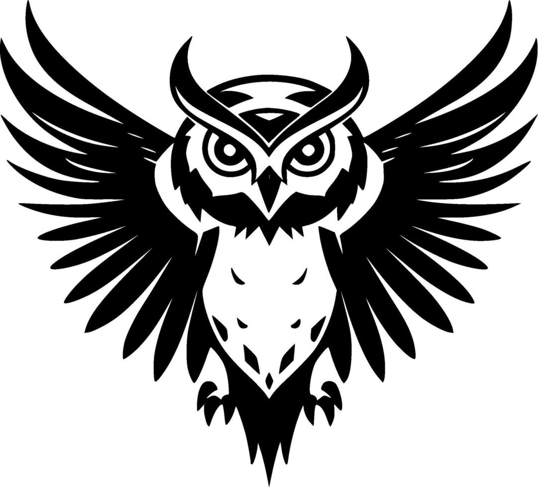 Owl - Black and White Isolated Icon - illustration vector