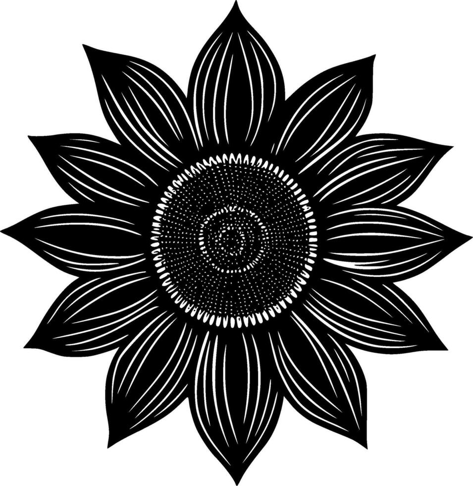 girasol - negro y blanco aislado icono - ilustración vector