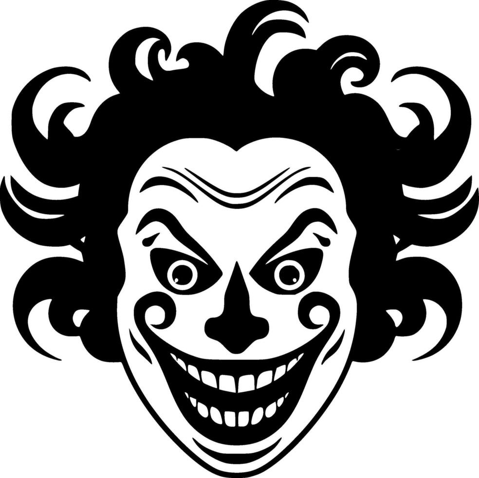 Clown, Black and White illustration vector