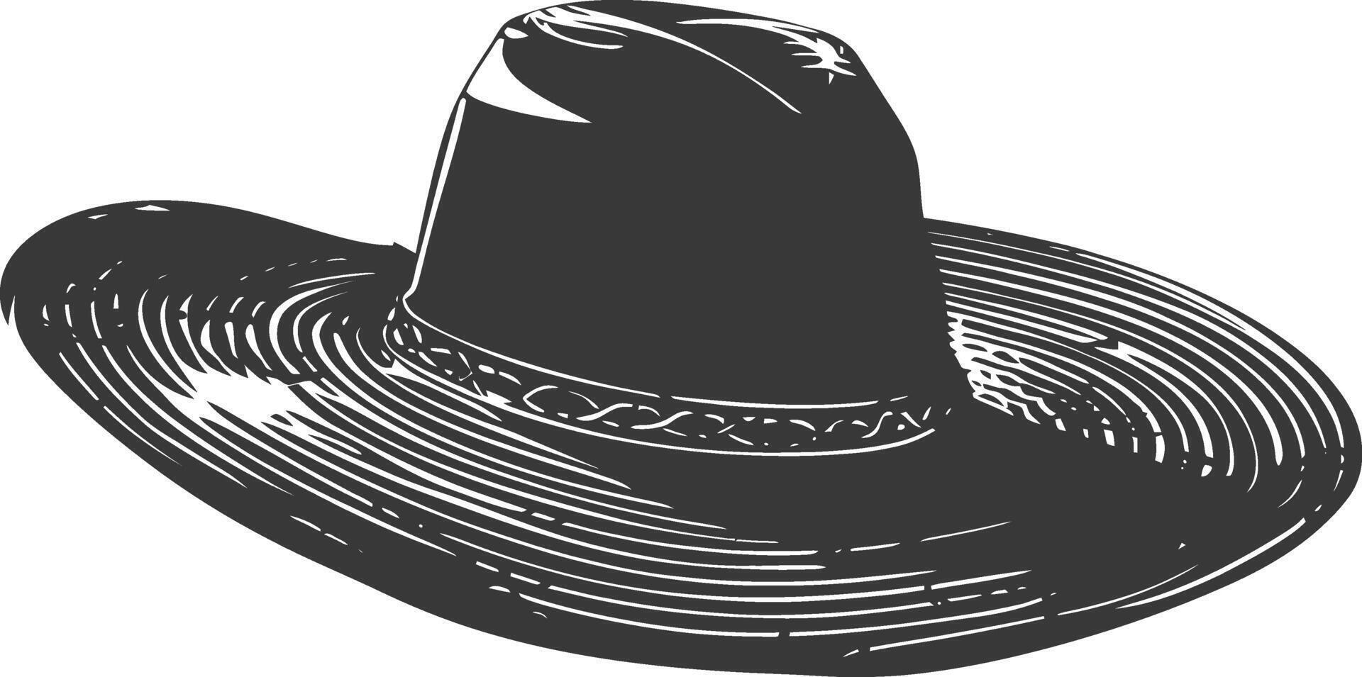 Silhouette beach hat black color only vector