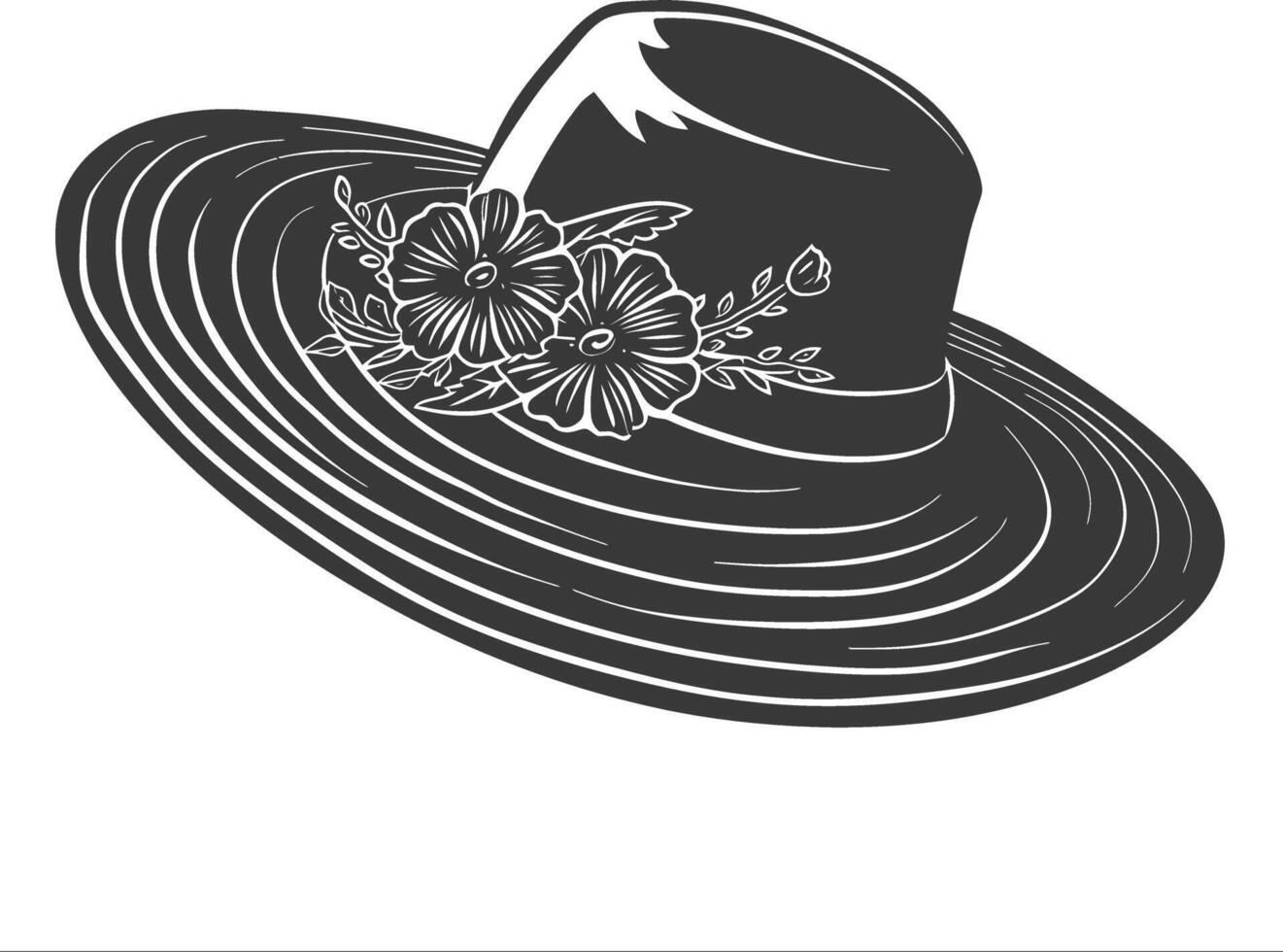 Silhouette beach hat black color only vector