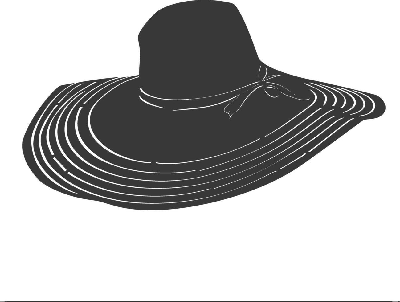 Silhouette beach hat black color only vector