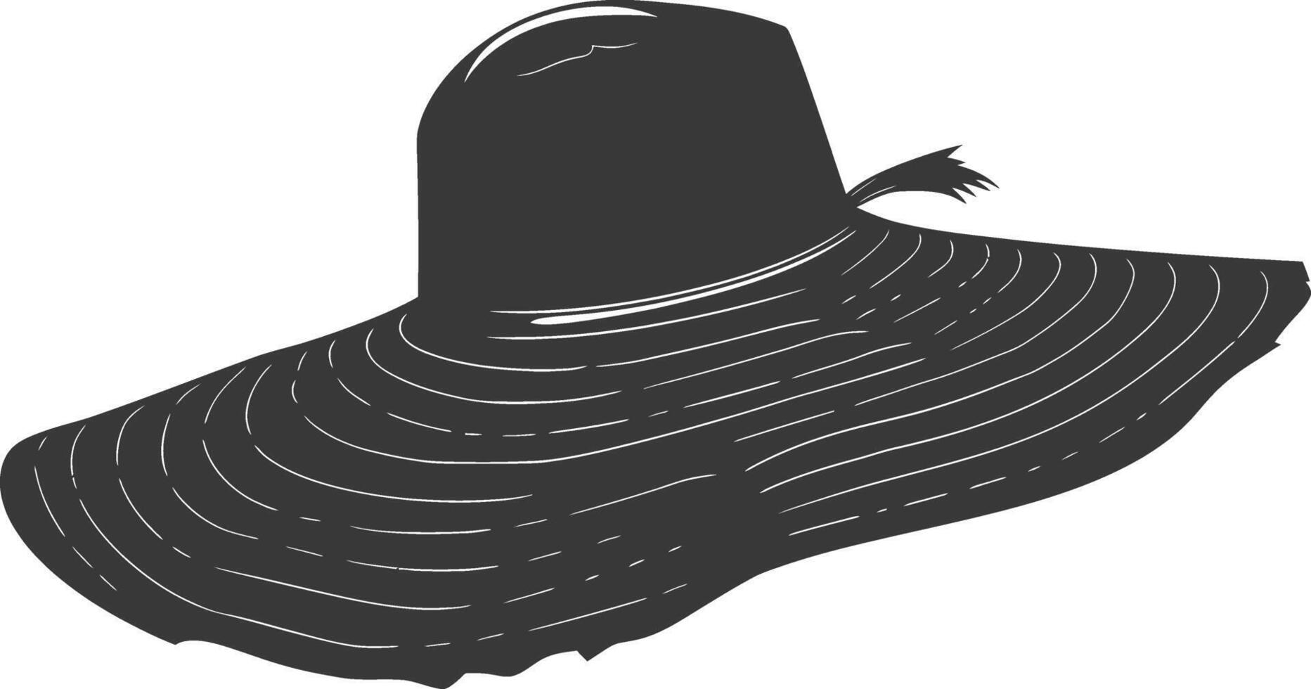 Silhouette beach hat black color only vector