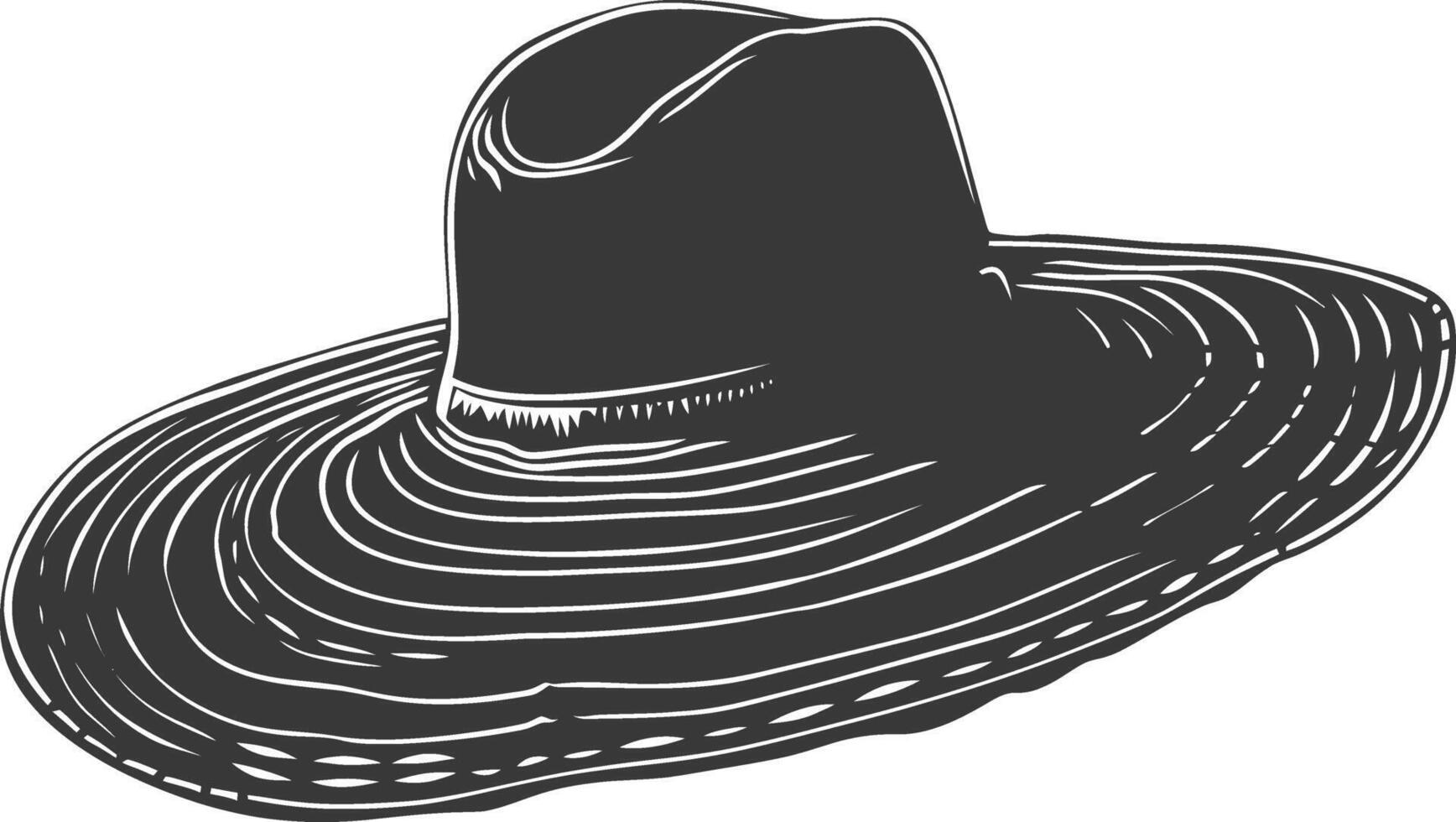 Silhouette beach hat black color only vector