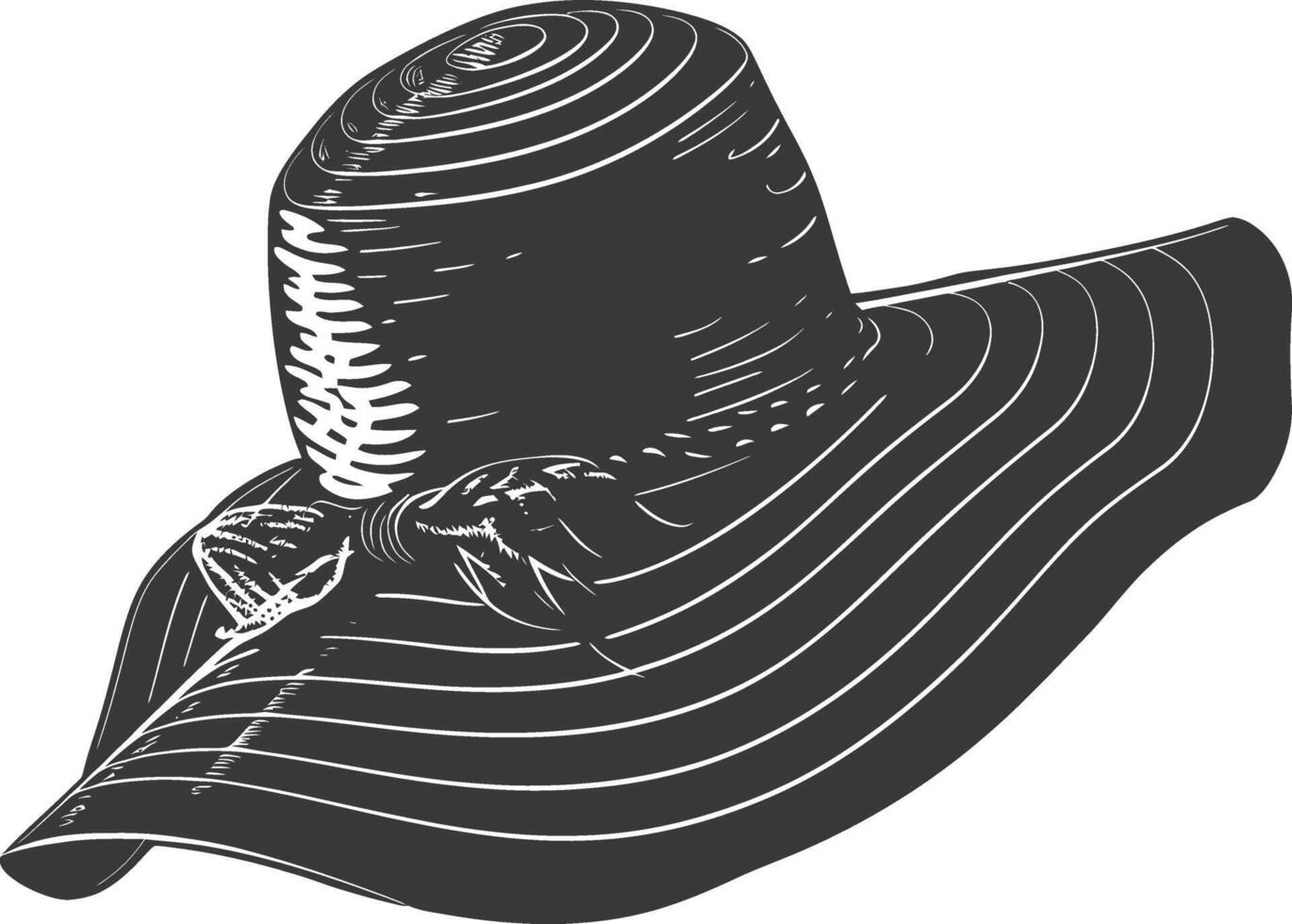 Silhouette beach hat black color only vector