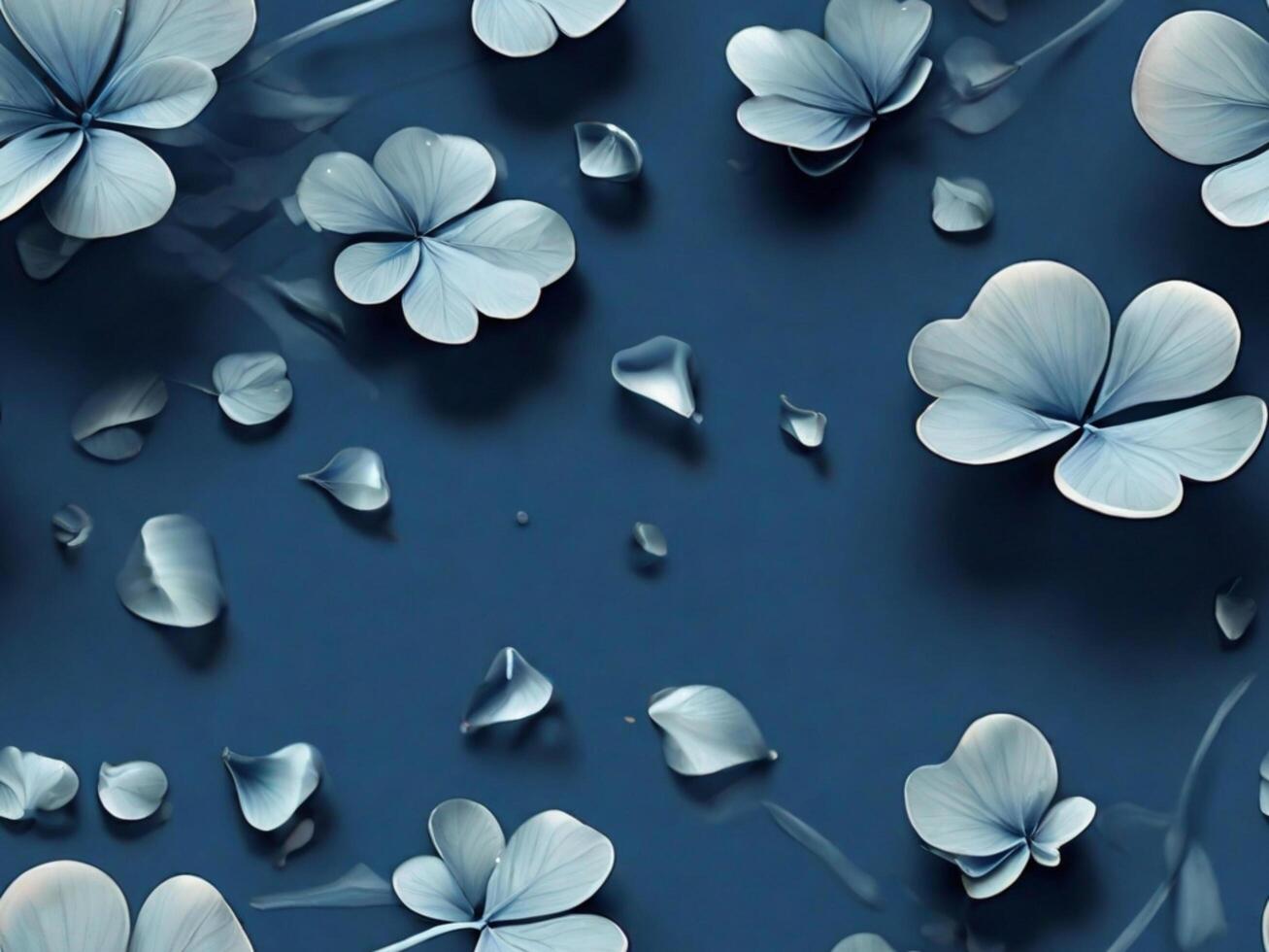 Vintage Seamless pattern of four leaf clover floating on water with texture effect. photo
