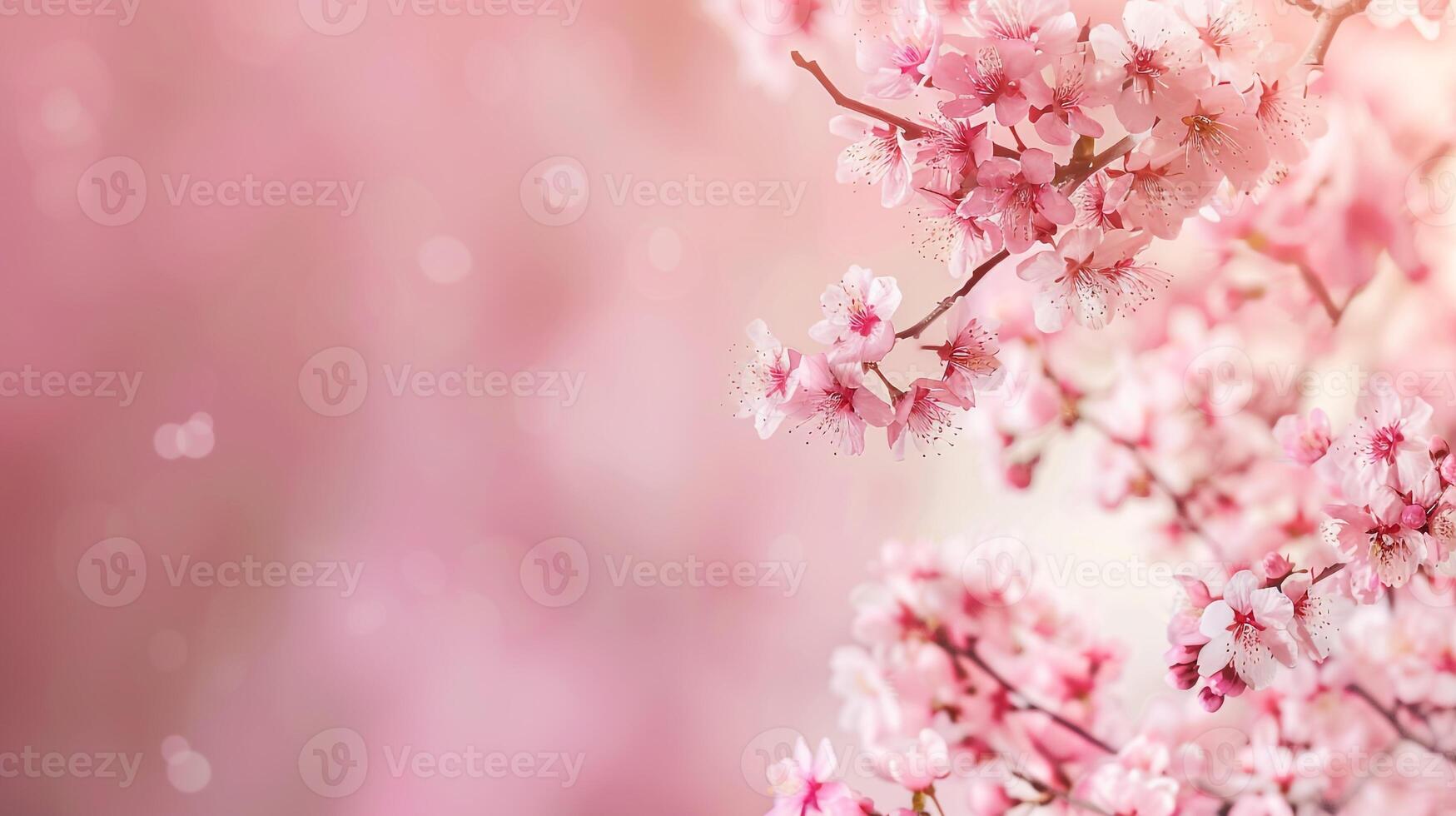 Mother's day background with copy space. Japanese sakura blooming. Right side composition photo