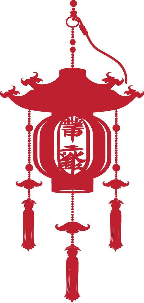 asian chinese traditional lantern red color only vector