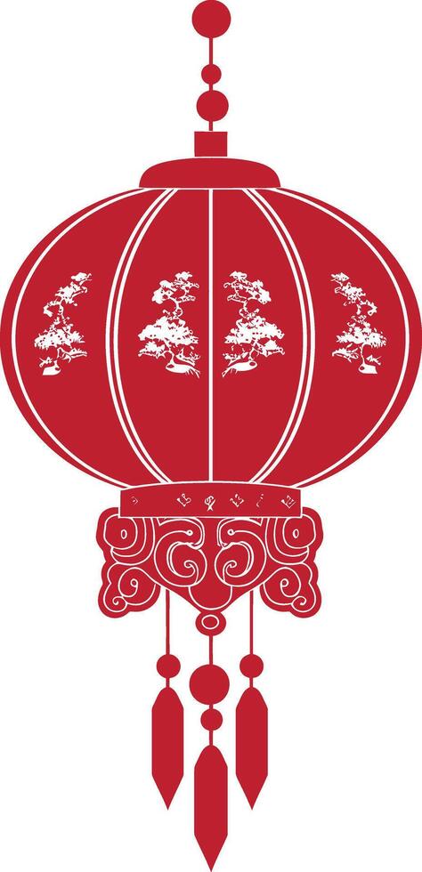asian chinese traditional lantern red color only vector