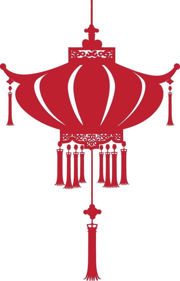 asian chinese traditional lantern red color only vector