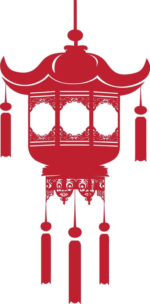 asian chinese traditional lantern red color only vector