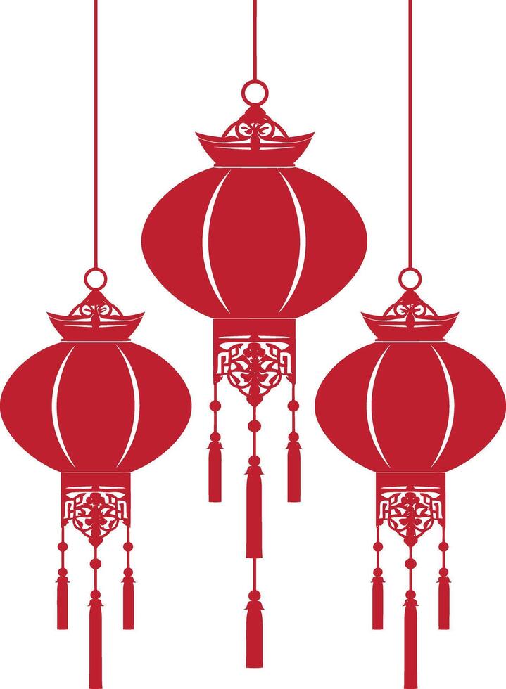 asian chinese traditional lantern red color only vector