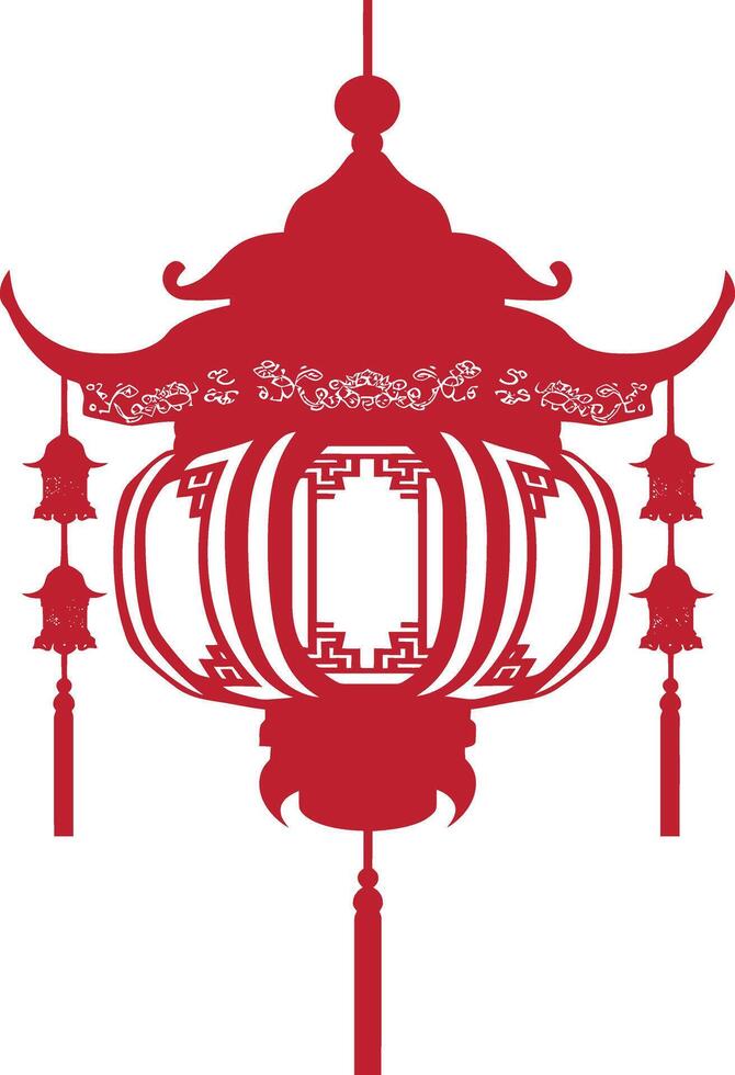 asian chinese traditional lantern red color only vector