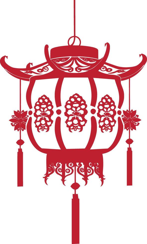asian chinese traditional lantern red color only vector
