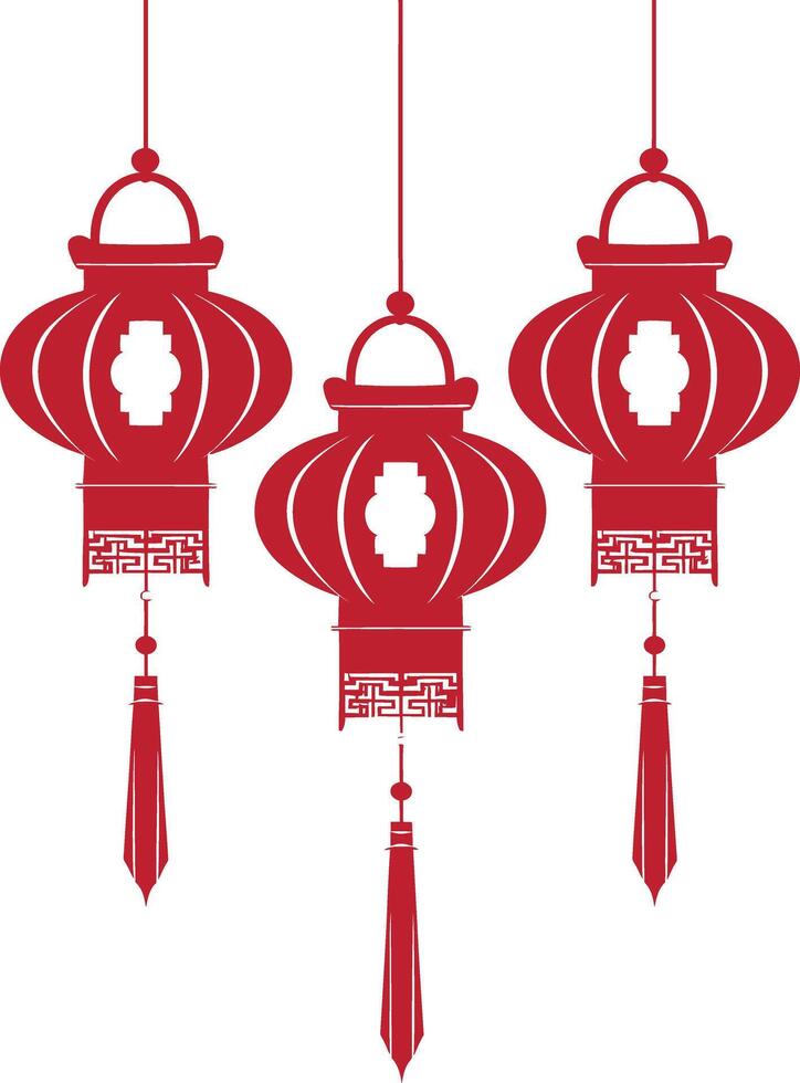 asian chinese traditional lantern red color only vector
