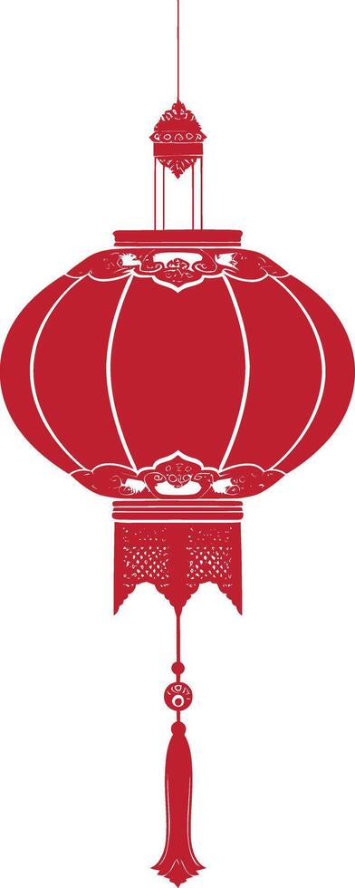asian chinese traditional lantern red color only vector