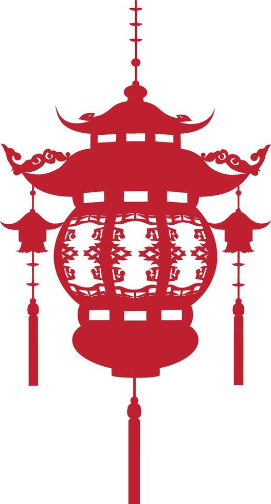 asian chinese traditional lantern red color only vector