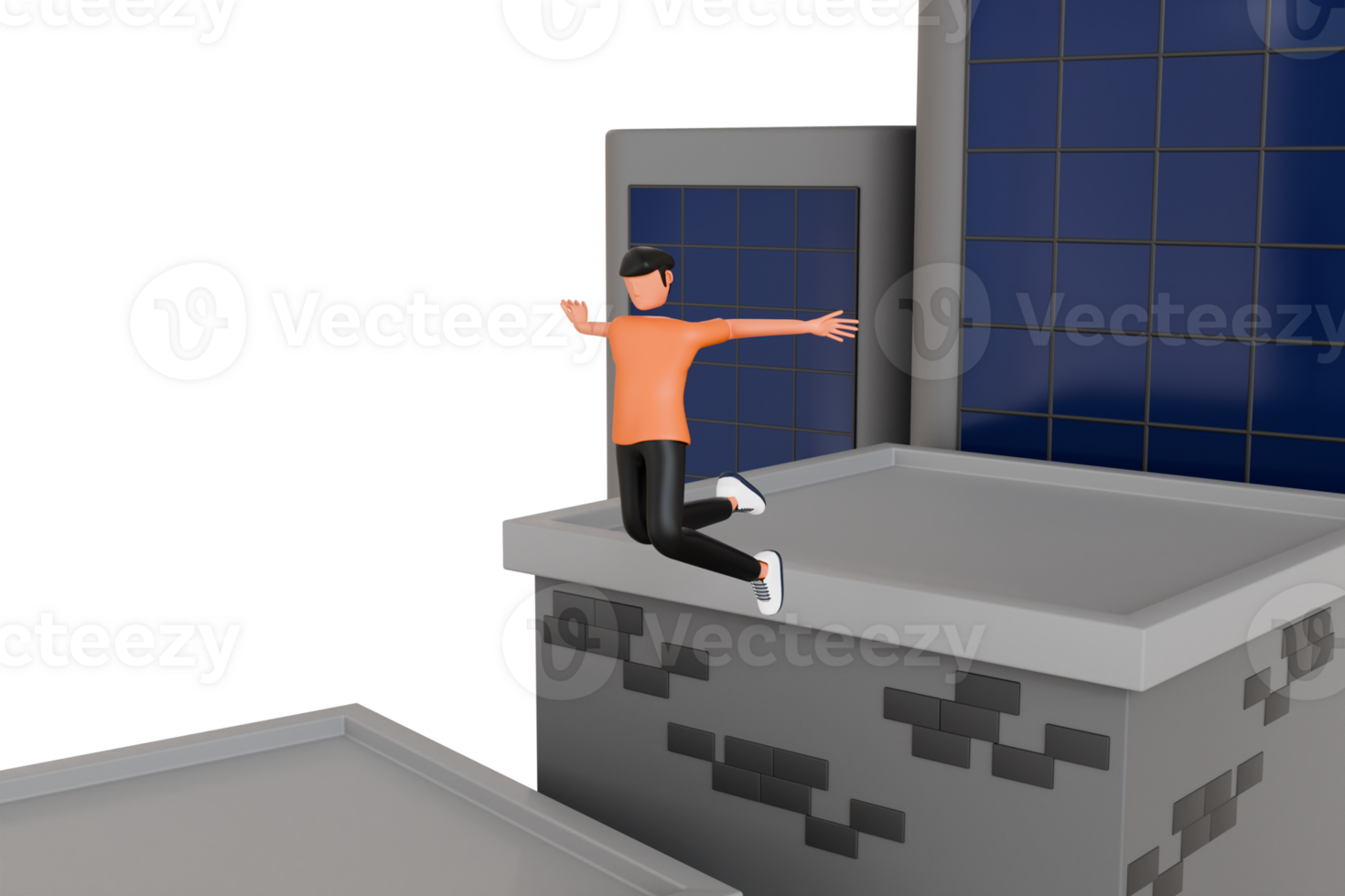 homem fazendo Parkour atividade 3d ilustração. homem fazendo extremo Parkour esporte sobre a cidade 3d ilustração png