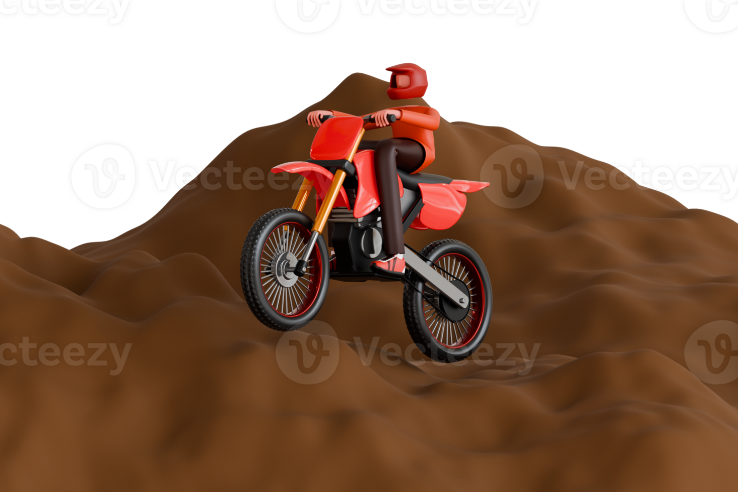 Motocross Sport 3D Illustration. Man riding bike and doing extreme stunts 3d illustration png