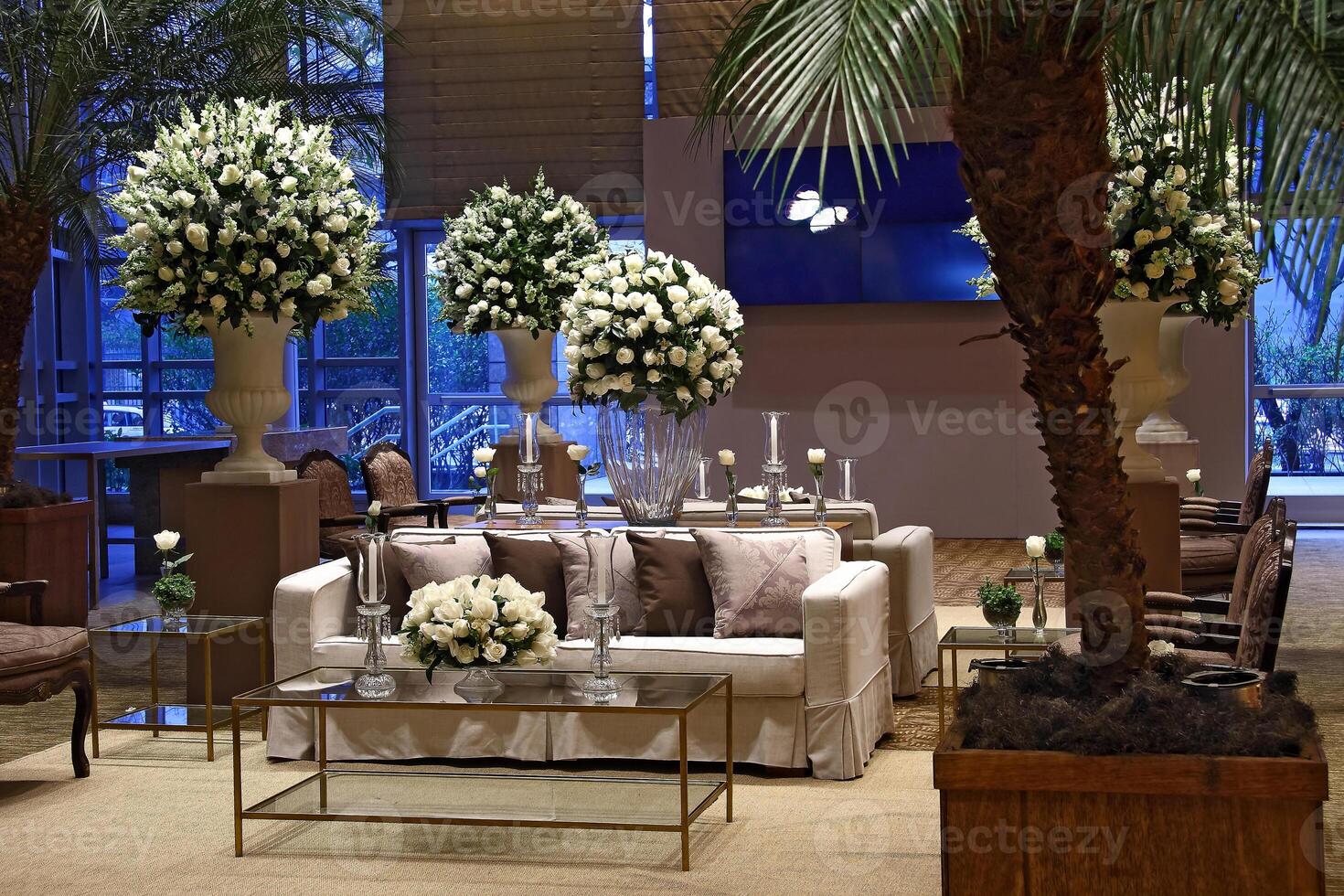 sophisticated party atmosphere with flowers and candles photo
