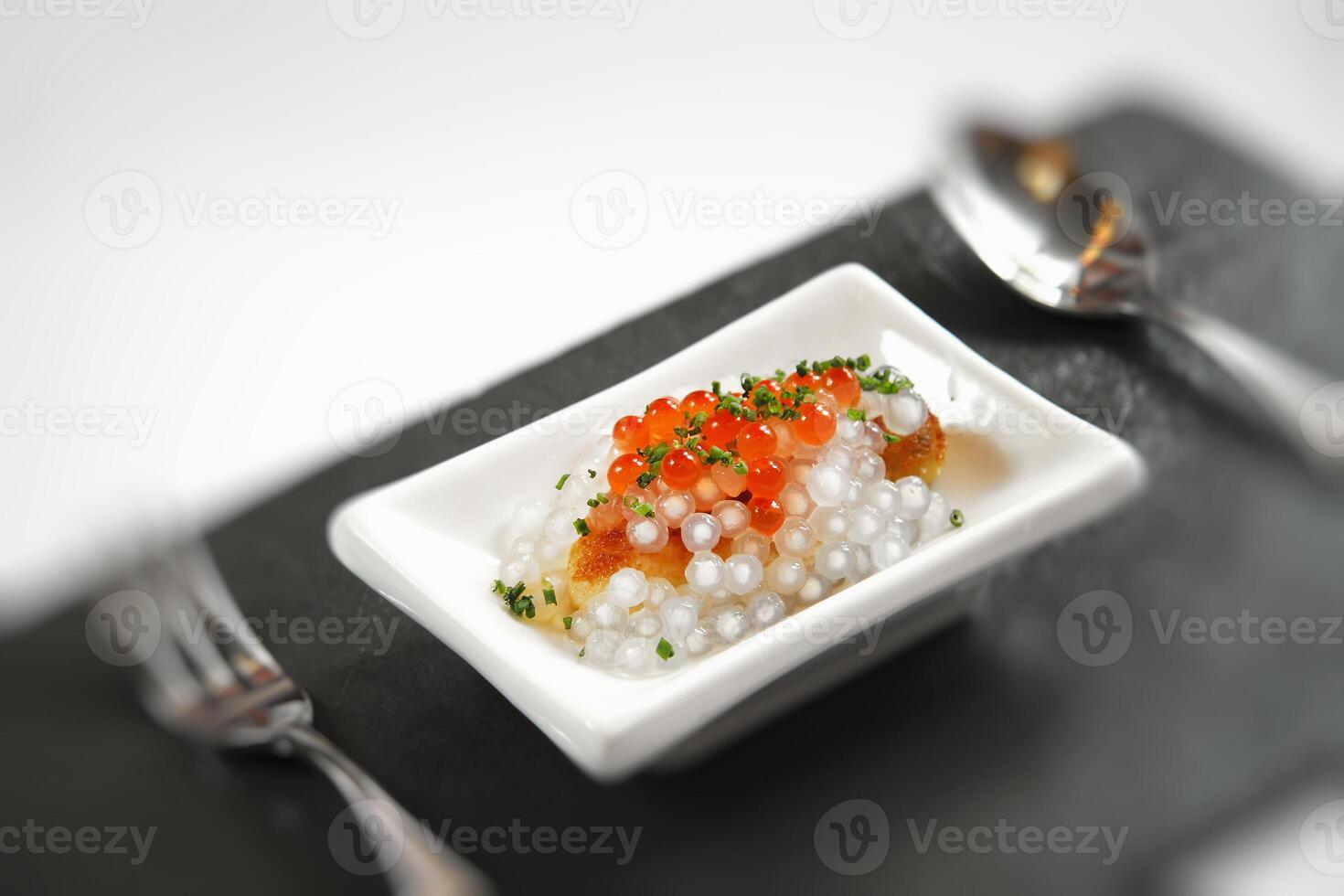 breaded oysters with marinated tapioca photo