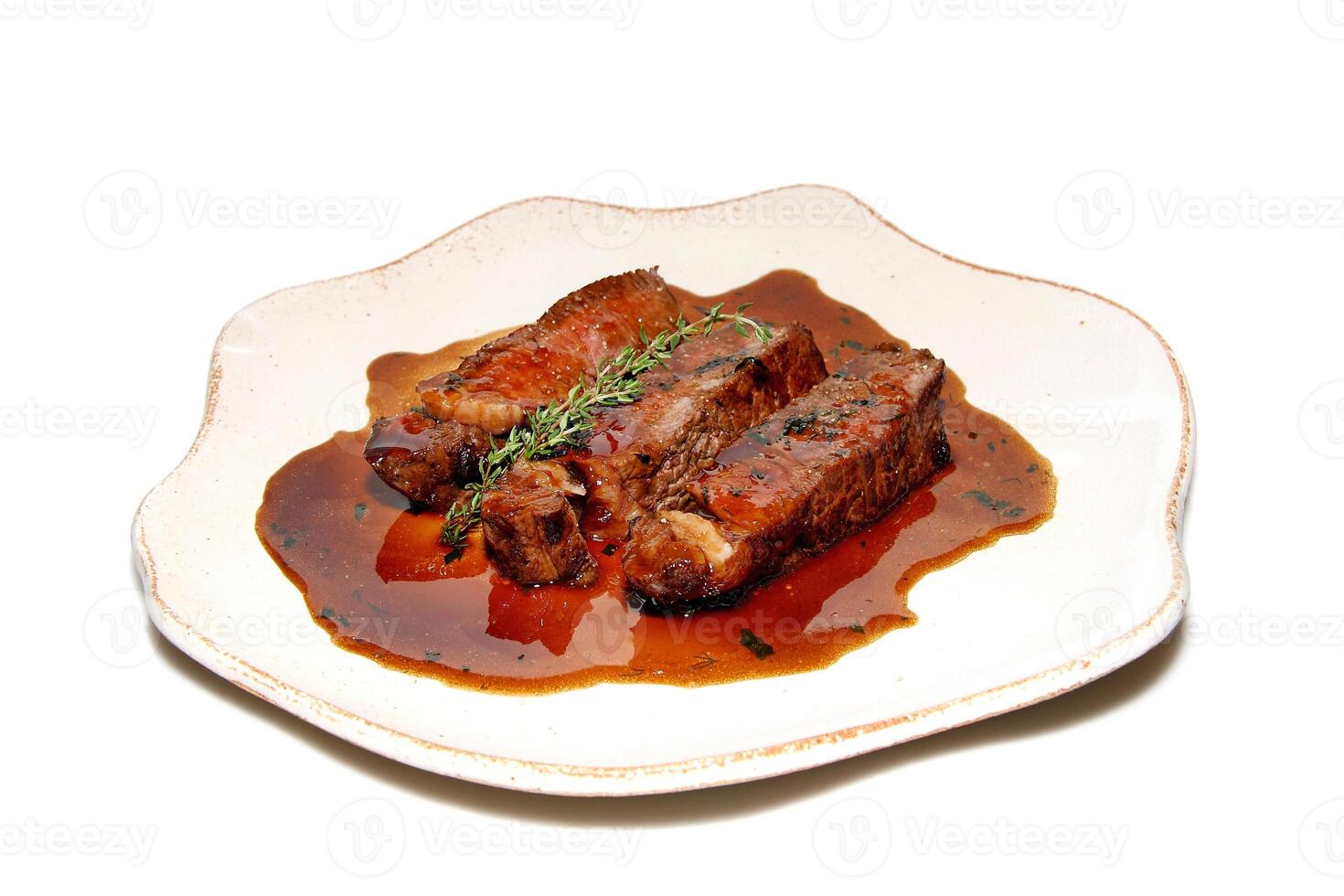 Baked entrecote, classic of French cuisine photo