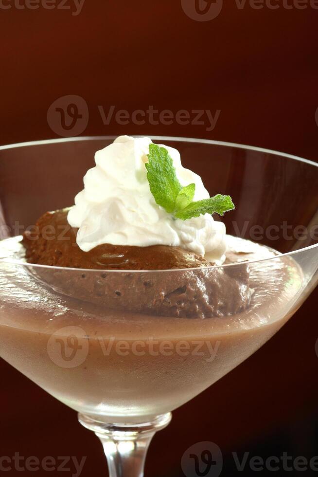 Coupe Ardechoise, French delight with chocolate mousse and whipped cream photo