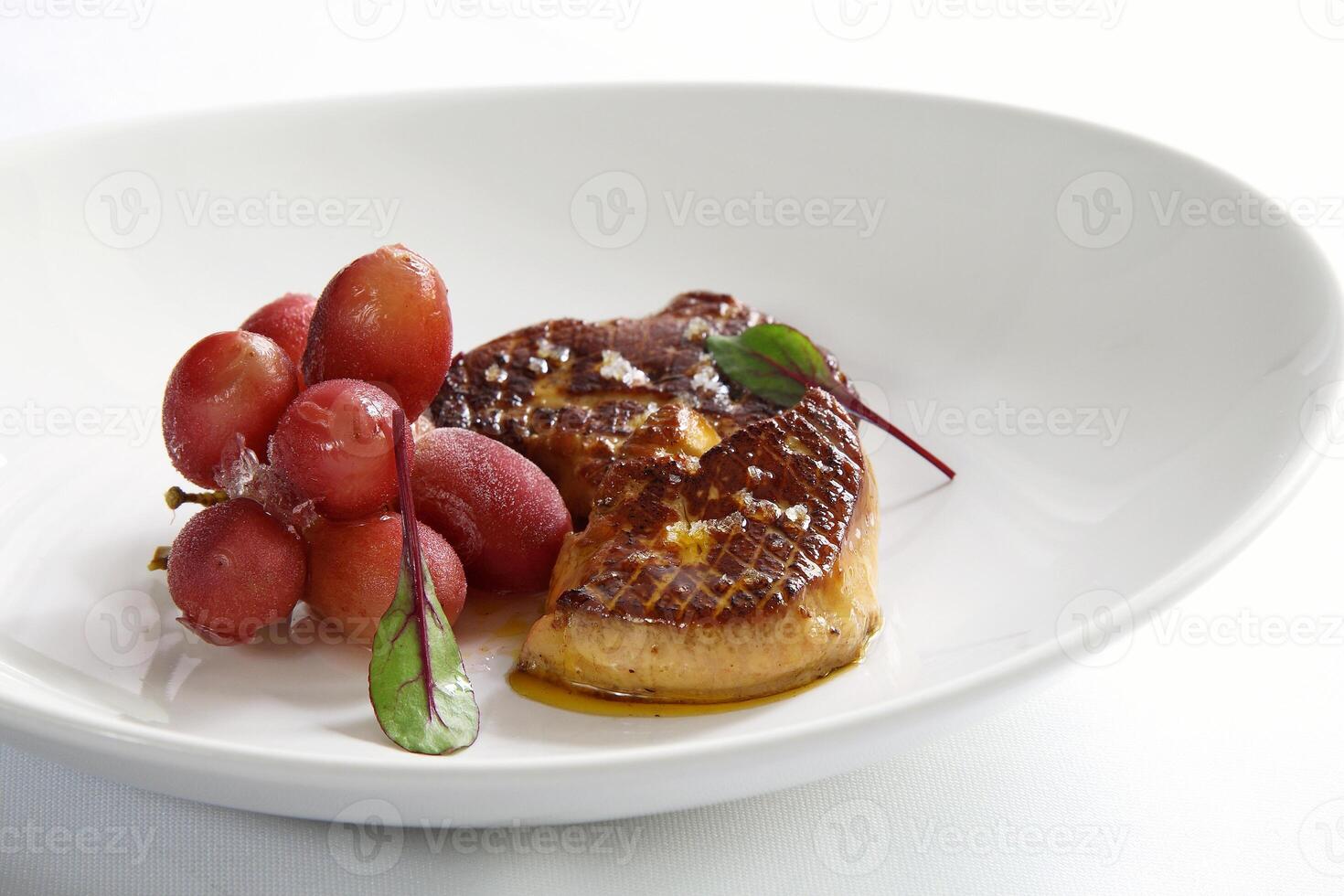 foie gras with chilled grapes photo