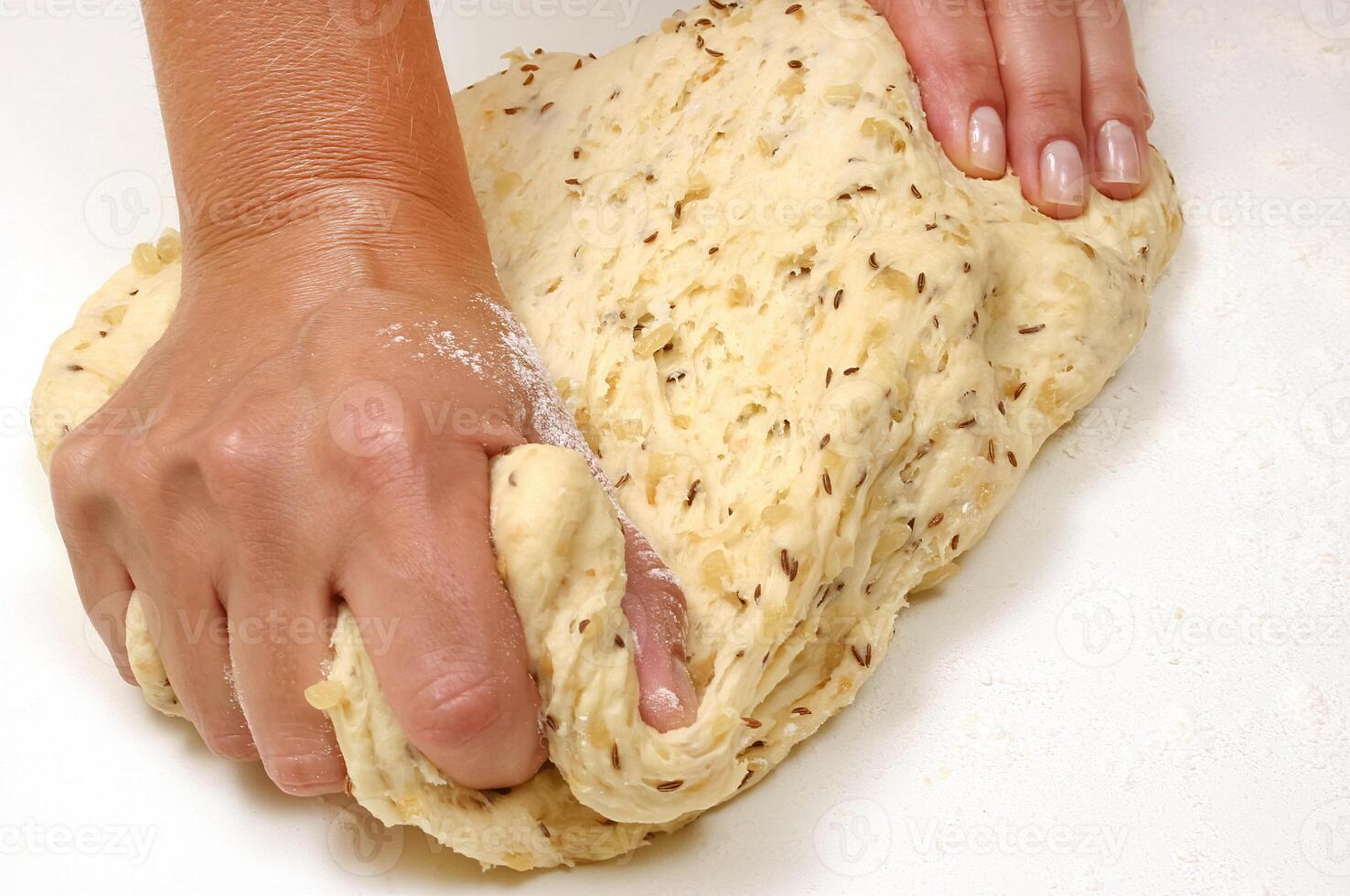 production of stuffed artisan breads made at home step by step photo