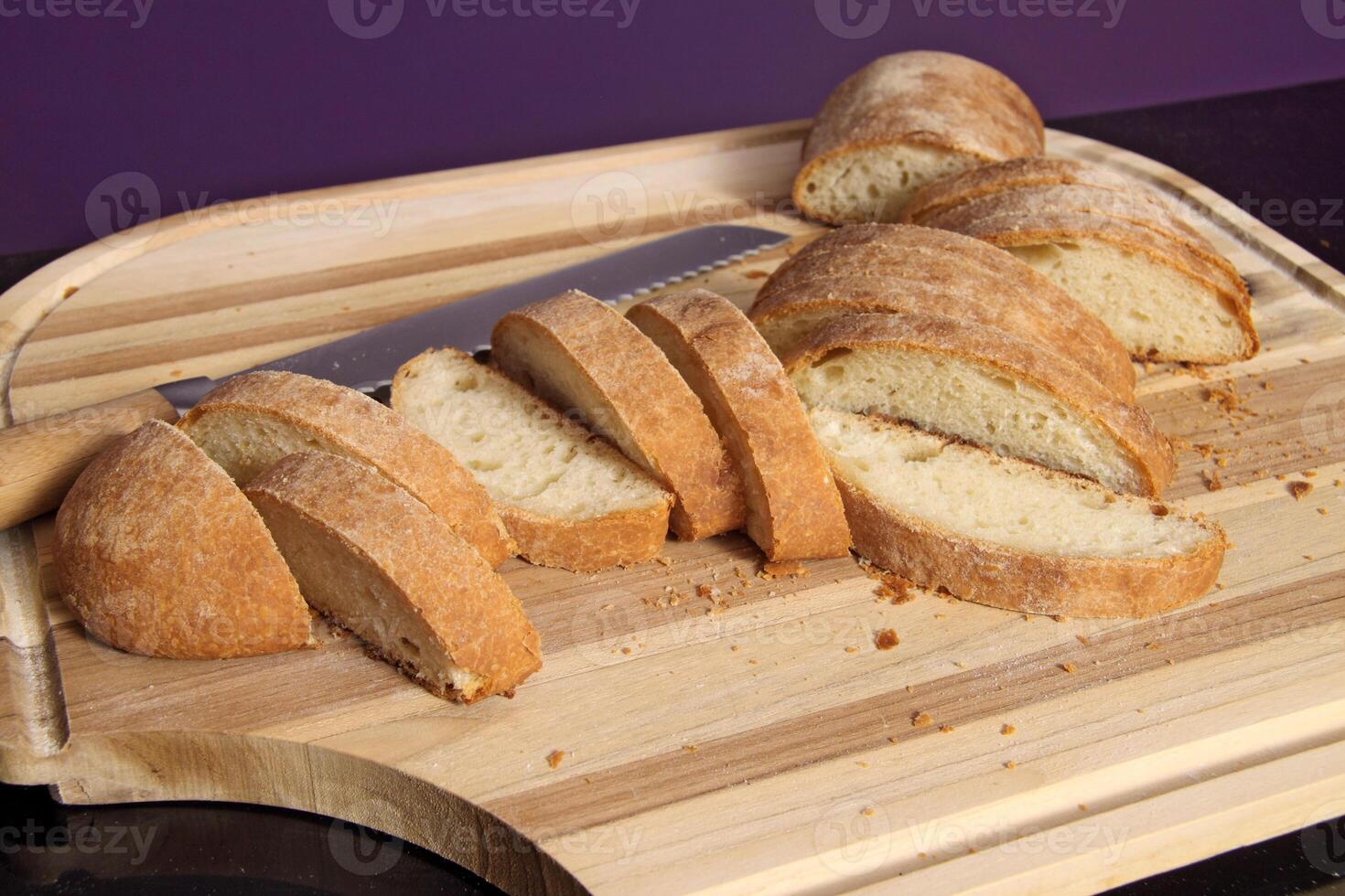 tasting home-made bread with sauces and pickles photo