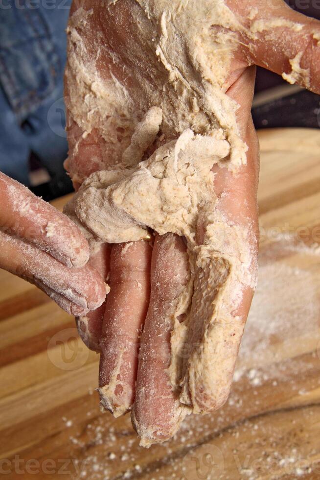 step by step of homemade bread with your hands photo