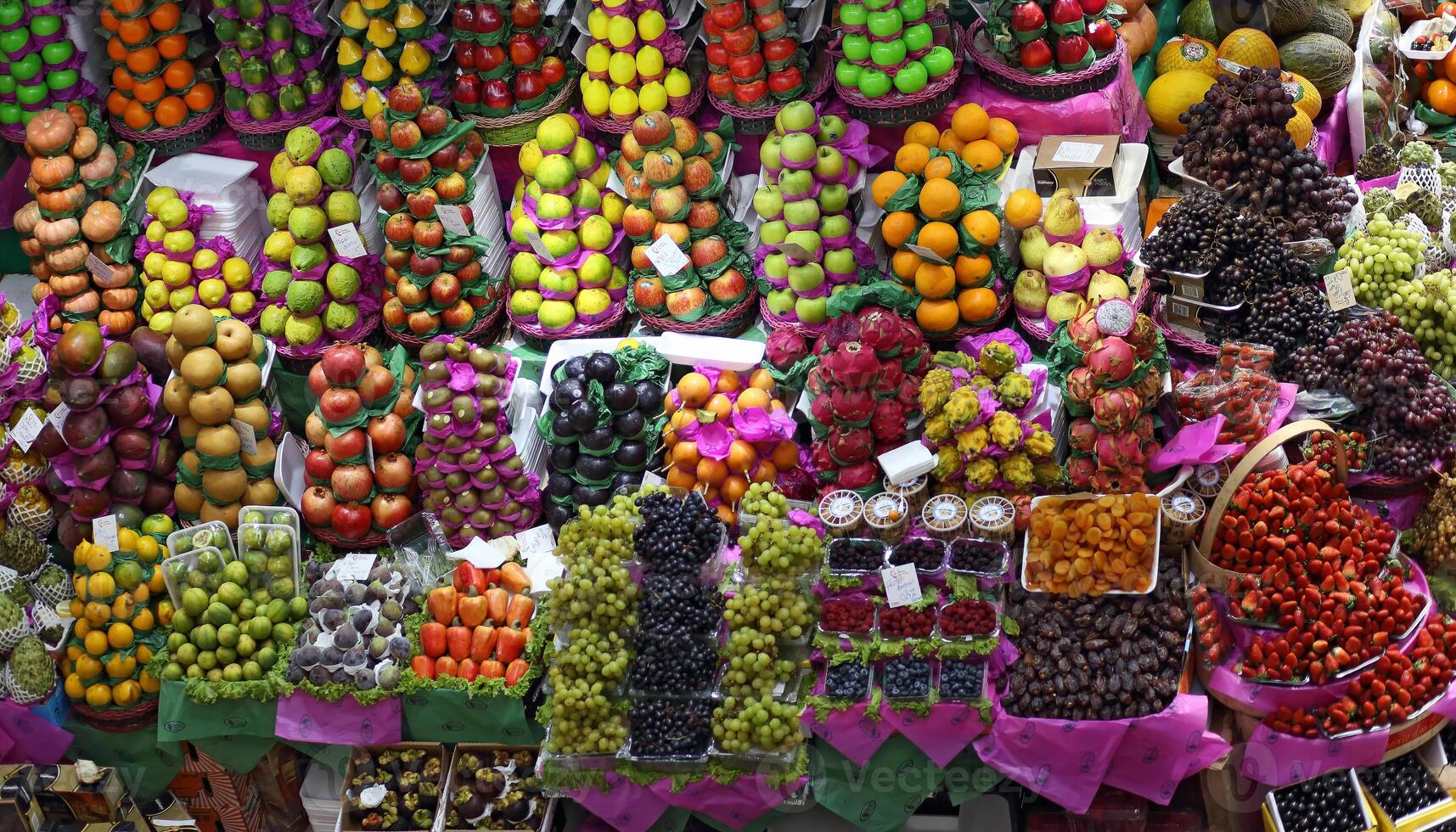 fruit stand seen from above in a Brazilian market photo