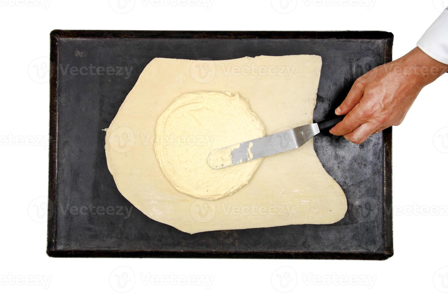 step by step of the Galette des Rois, Christmas cake, classic of French cuisine photo