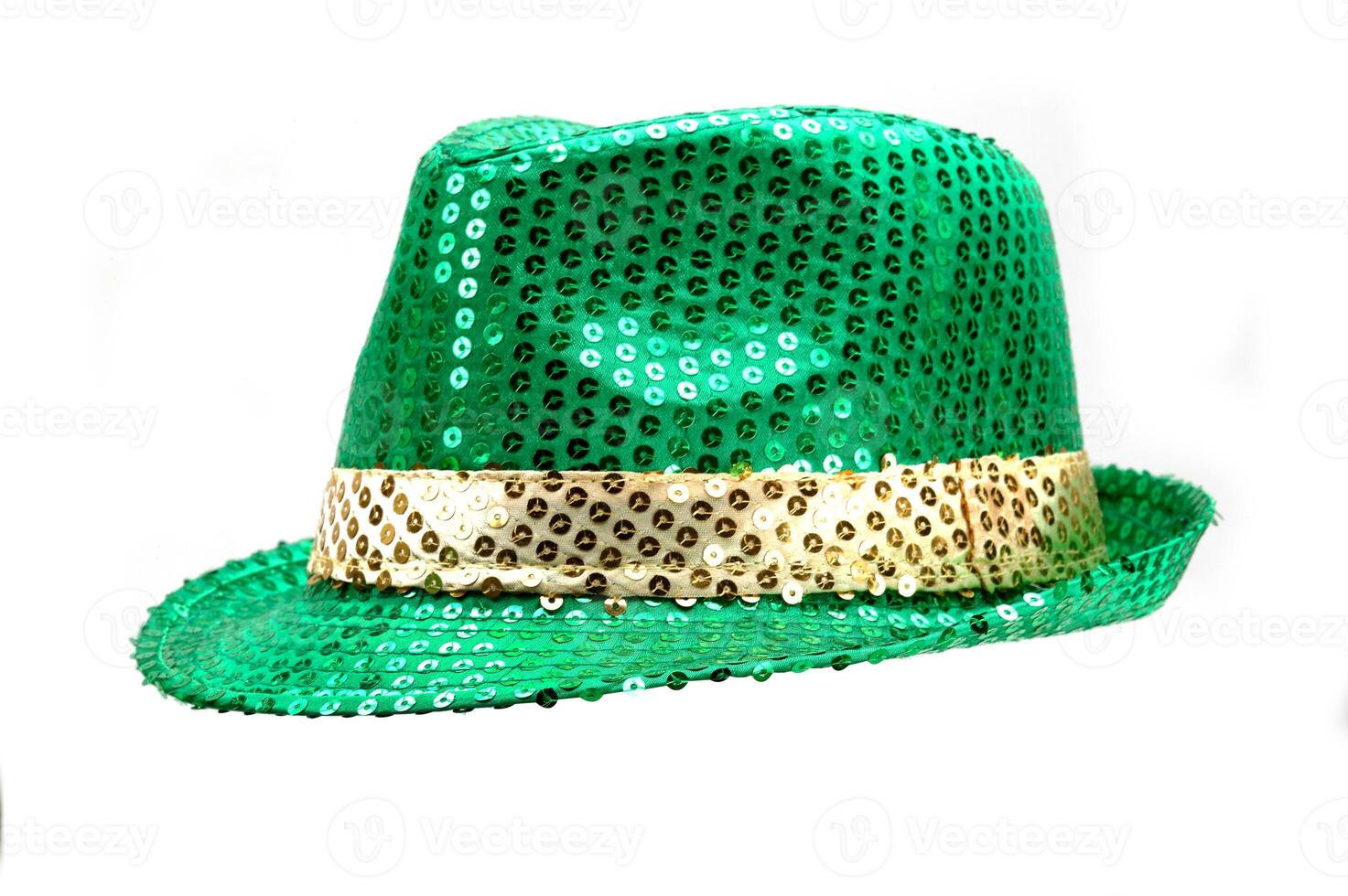 bright green party and carnival hat on white background photo