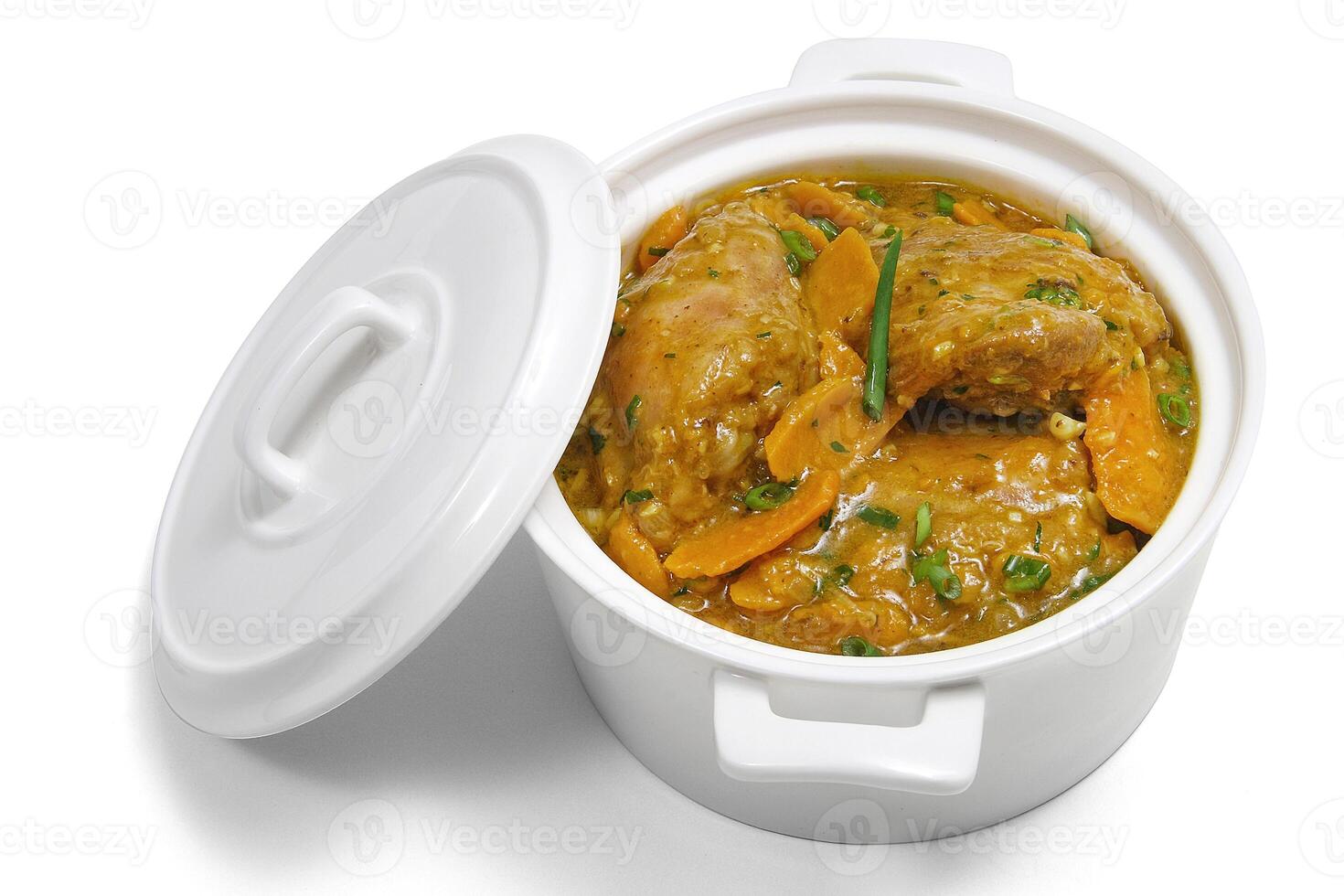 chicken stew with vegetables and sauce in the pan photo